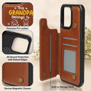 Gift For Grandpa, Gift For Grandma, Gift For Grandparents, Gift For Mother, Gift For Father, Happy, Stick Figure - This Grandma Grandpa Belongs To Kids Pet - Personalized Leather Flip Wallet Phone Case