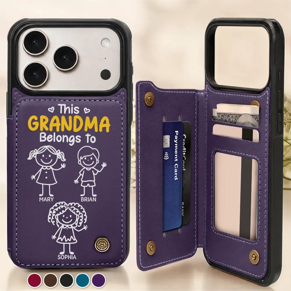 This Grandma Grandpa Belongs To Kids Pet - Personalized Leather Flip Wallet Phone Case
