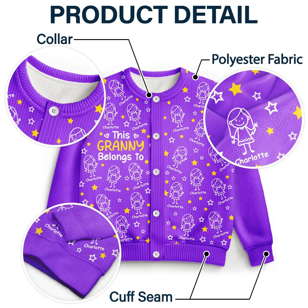 Gift For Grandparents,Gift For Grandpa,Gift For Grandma,Gift For Mother,Gift For Father,Happy,Christmas,Stick Figure - This Grandma Mom Belongs To Kids Pet - Personalized Cardigan