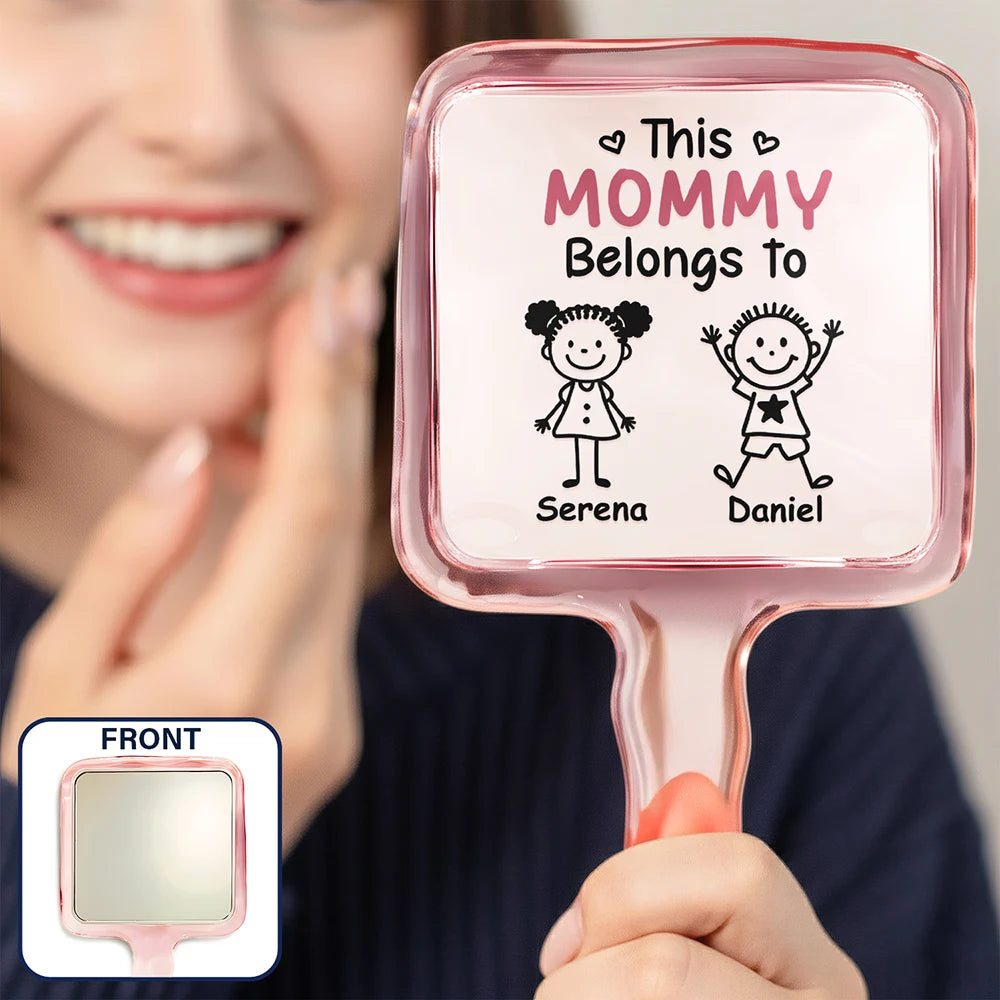 Gift For Mother,Gift For Grandma,Love - This Grandma Mom Belongs To Kids Pet - Personalized Handheld Mirror