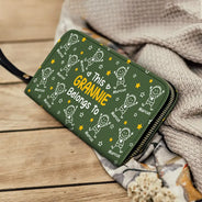 Gift For Grandma,Gift For Mother,Happy,Gift For Women,Stick Figure - This Grandma Mom Belongs To Kids Pet - Personalized Leather Long Wallet