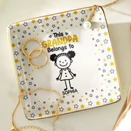 Gift For Grandma, Gift For Mother, Happy, Stick Figure - This Grandma Mom Belongs To Kids Pet - Personalized Ring Dish