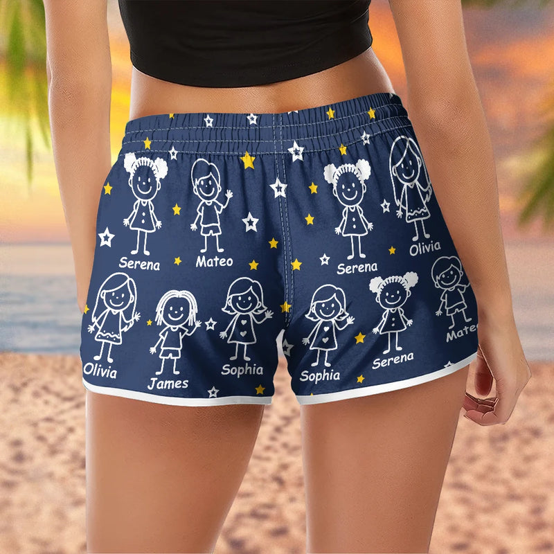 Gift For Grandma, Gift For Father, Happy, Christmas, Gift For Women - This Grandma Mom Belongs To Kids Pet - Personalized Women Beach Shorts