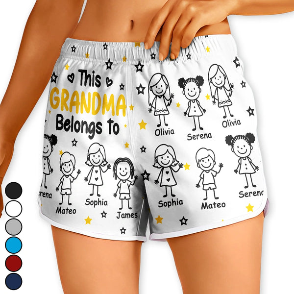 Gift For Grandma, Gift For Father, Happy, Christmas, Gift For Women - This Grandma Mom Belongs To Kids Pet - Personalized Women Beach Shorts