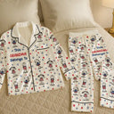 Gift For Mother,Gift For Grandma,Love,Gift For Wife,Independence Day - This Grandma Mom Belongs To Kids Pet US Flag - Personalized Satin Pajama Set