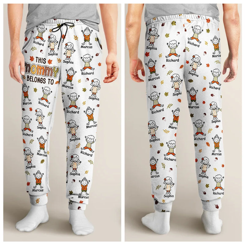 Gift For Grandma,Cozy,Icon - This Grandma Mommy Belongs To Autumn Kid Stick Figures - Personalized Pajama Pants
