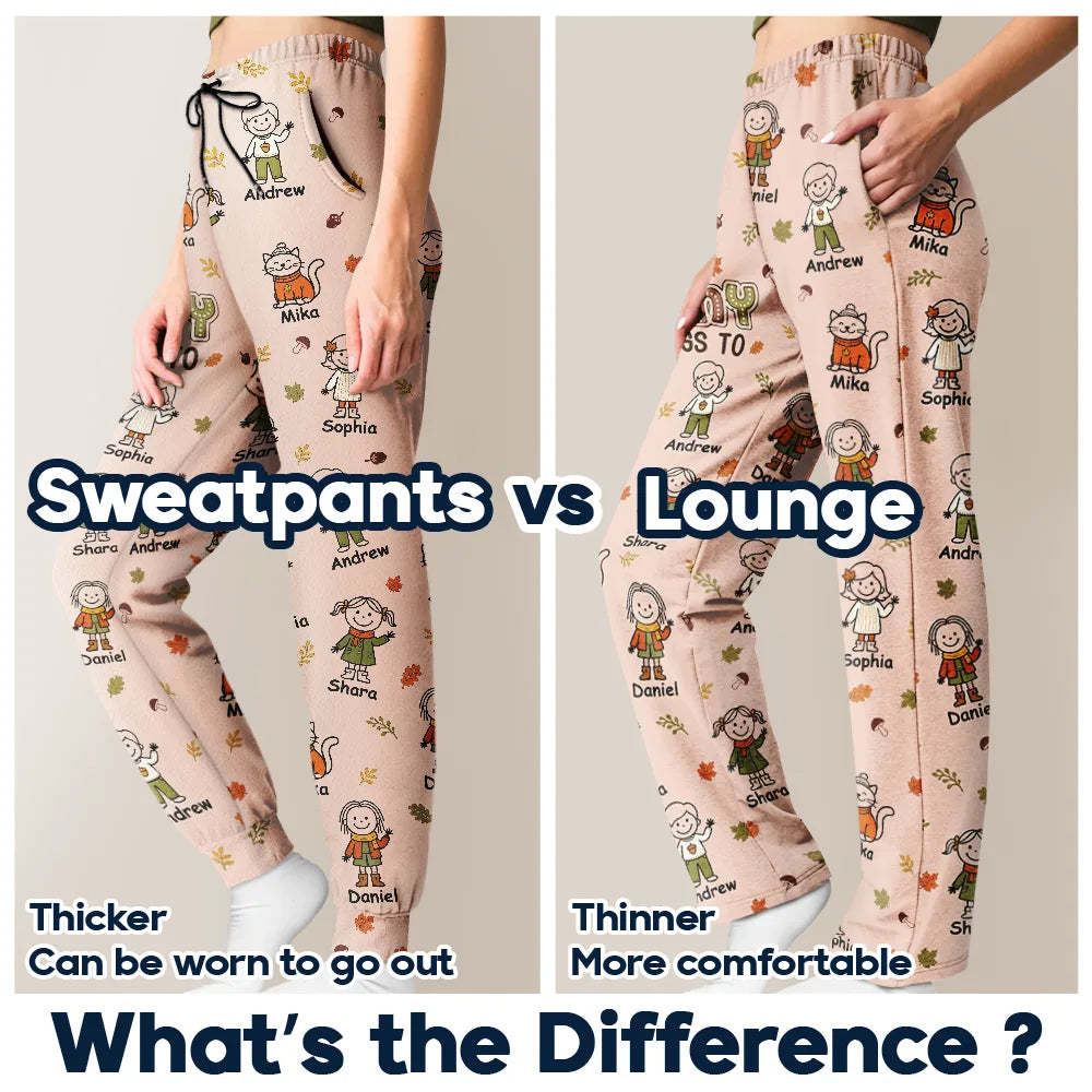Gift For Grandma,Cozy,Icon - This Grandma Mommy Belongs To Autumn Kid Stick Figures - Personalized Pajama Pants