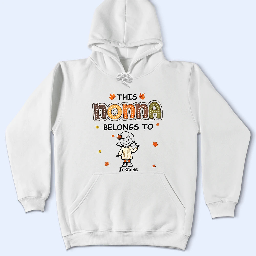 Gift For Grandma,Cozy,Icon - This Grandma Mommy Belongs To Autumn Kid Stick Figures - Personalized T Shirt