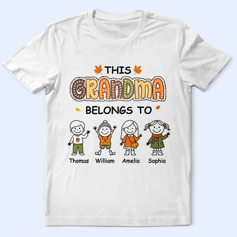 Gift For Grandma,Cozy,Icon - This Grandma Mommy Belongs To Autumn Kid Stick Figures - Personalized T Shirt
