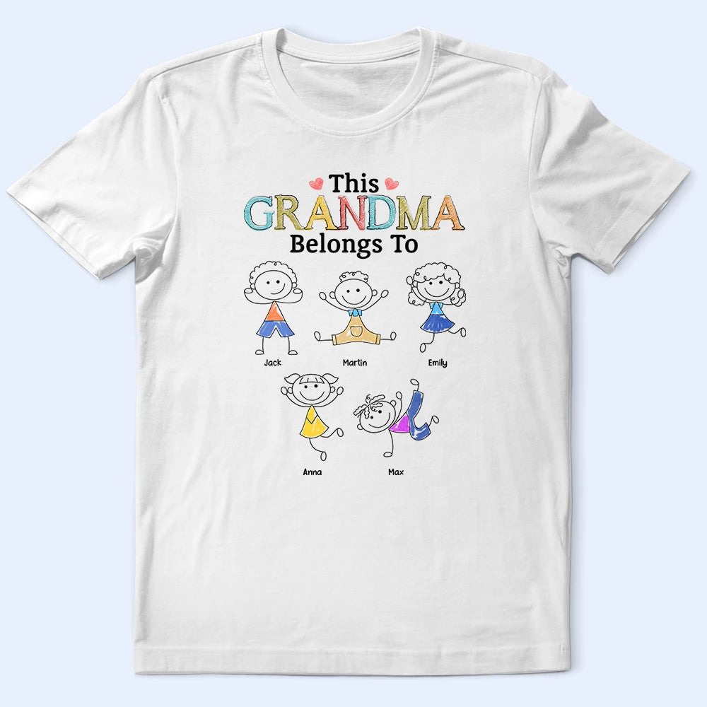Gift For Grandma, Gift For Mother, Happy, Stick Figure - This Grandma Mommy Belongs To Funny Stick Figures - Personalized T Shirt