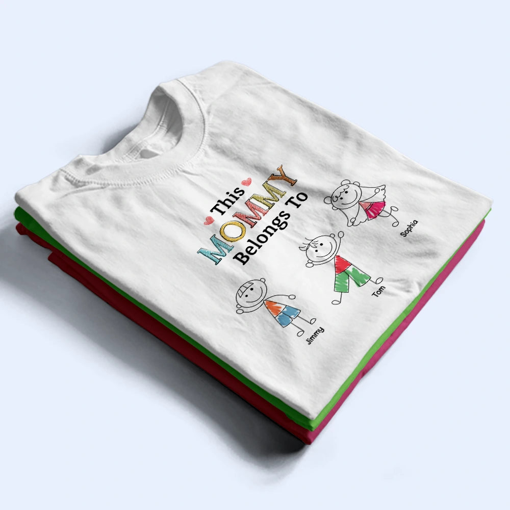 Gift For Grandma, Gift For Mother, Happy, Stick Figure - This Grandma Mommy Belongs To Funny Stick Figures - Personalized T Shirt