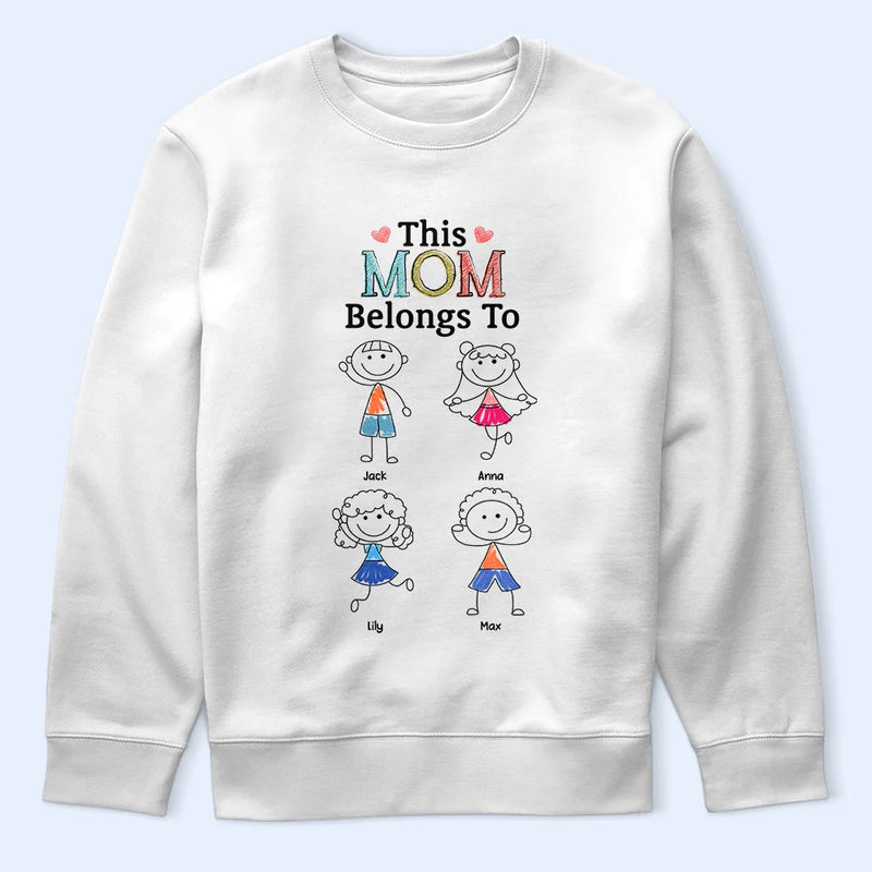 Gift For Grandma, Gift For Mother, Happy, Stick Figure - This Grandma Mommy Belongs To Funny Stick Figures - Personalized T Shirt