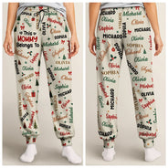 Gifts For Her,Christmas,Gift For Grandma,Icon,Happy - This Grandma Mommy Belongs To Kid Names - Personalized Pajama Pants