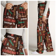 Gifts For Her,Christmas,Gift For Grandma,Icon,Happy - This Grandma Mommy Belongs To Kid Names - Personalized Pajama Pants