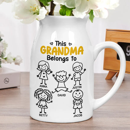 This Grandma Mommy Belongs To Kids Pet - Personalized Ceramic Flower Vase