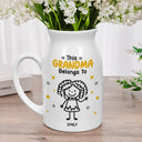 Gift For Grandma,Gift For Mother,Happy,Stick Figure - This Grandma Mommy Belongs To Kids Pet - Personalized Ceramic Flower Vase