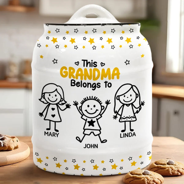 Gift For Grandma, Gift For Mother, Happy - This Grandma Mommy Belongs To Kids Pet - Personalized Cookie Jar