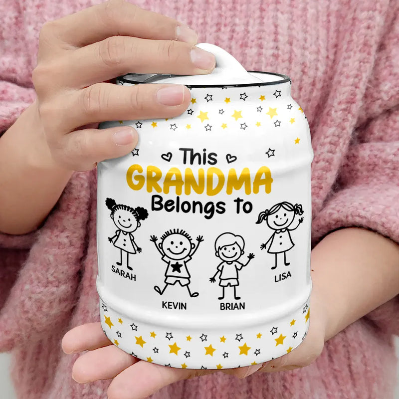 Gift For Grandma, Gift For Mother, Happy - This Grandma Mommy Belongs To Kids Pet - Personalized Cookie Jar