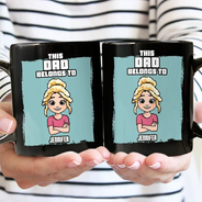 Gift For Grandpa, Gift For Grandparents, Funny - This Grandpa Belongs To Grandkids Pixel Fun Art - Personalized Black Mug
