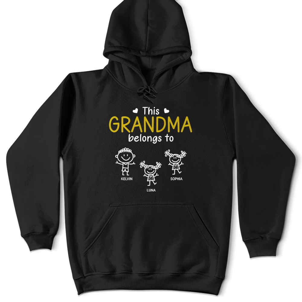 Gift For Father,Gift For Grandpa,Grandpa - Grandkids,Happy,Non-Eng,Icon,Proud - This Grandad Belongs To Kid Stick Figures - Personalised T Shirt