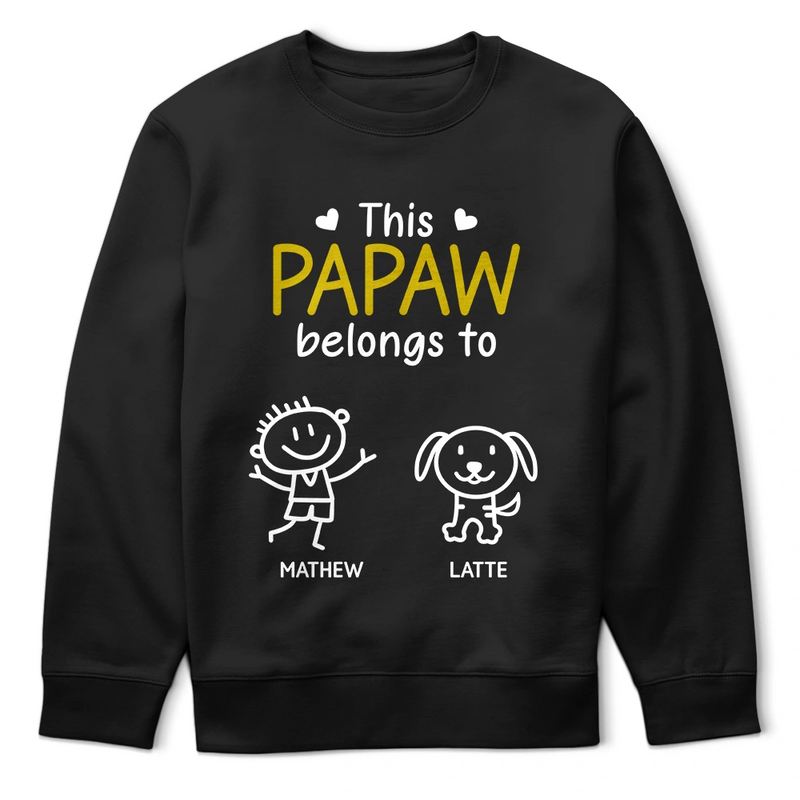 Gift For Grandpa,Gift For Father,Love, Top Market - This Grandpa Belongs To Kid Stick Figures - Personalized T Shirt