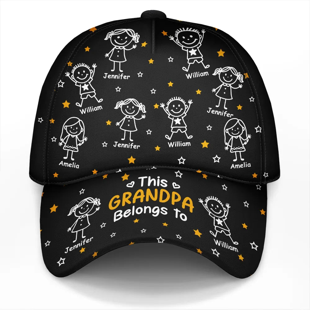 Gift For Grandpa,Gift For Grandma,Gift For Mother,Gift For Father,Happy - This Grandpa Dad Belongs To Kids Pet - Personalized Classic Cap