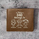 Gift For Grandpa, Gift For Father, Happy, Gift For Men, Stick Figure - This Grandpa Dad Belongs To Kids Pet - Personalized Leather Wallet
