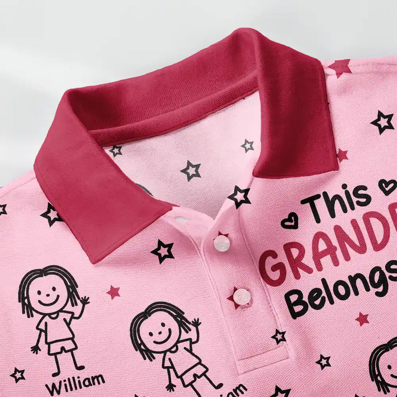 Gift For Grandpa,Gift For Father,Happy - This Grandpa Dad Belongs To Kids Pet Stick Figures - Personalized Polo Shirt
