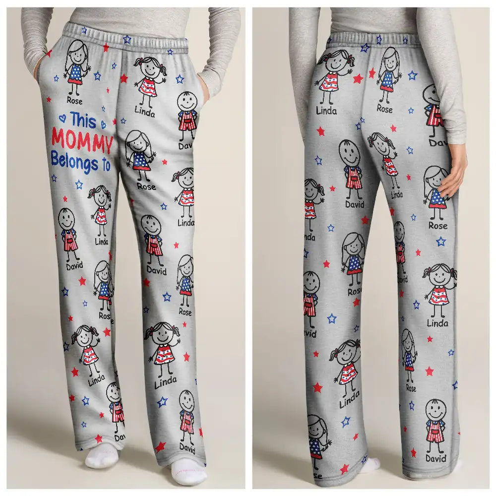 Gift For Grandpa,Gift For Husband,Gift For Wife,Gift For Mother,Gift For Father,Gift For Grandma,Funn - This Grandpa Dad Belongs To Kids Pet US Flag - Personalized Pajama Pants
