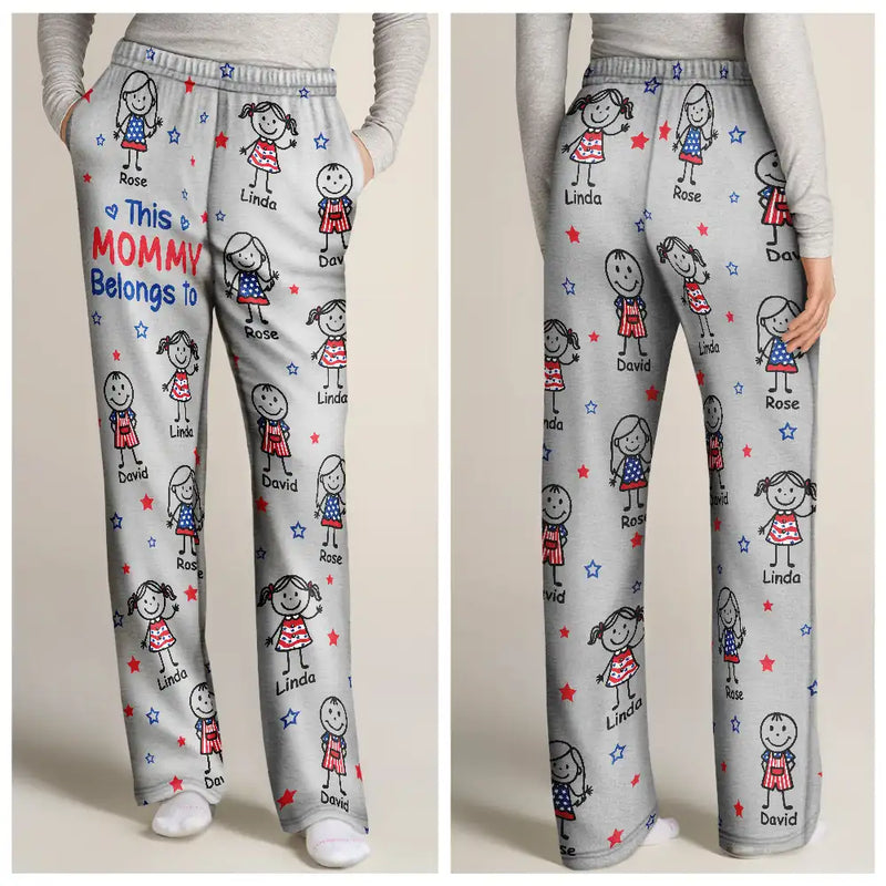 Gift For Grandpa,Gift For Husband,Gift For Wife,Gift For Mother,Gift For Father,Gift For Grandma,Funn - This Grandpa Dad Belongs To Kids Pet US Flag - Personalized Pajama Pants