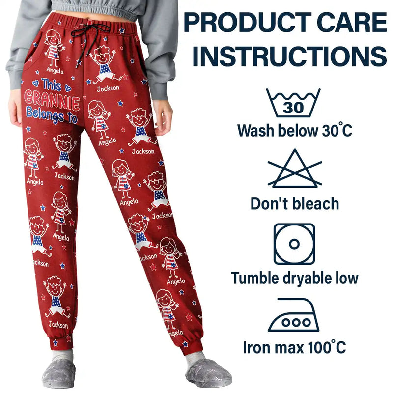 Gift For Grandpa,Gift For Husband,Gift For Wife,Gift For Mother,Gift For Father,Gift For Grandma,Funn - This Grandpa Dad Belongs To Kids Pet US Flag - Personalized Pajama Pants