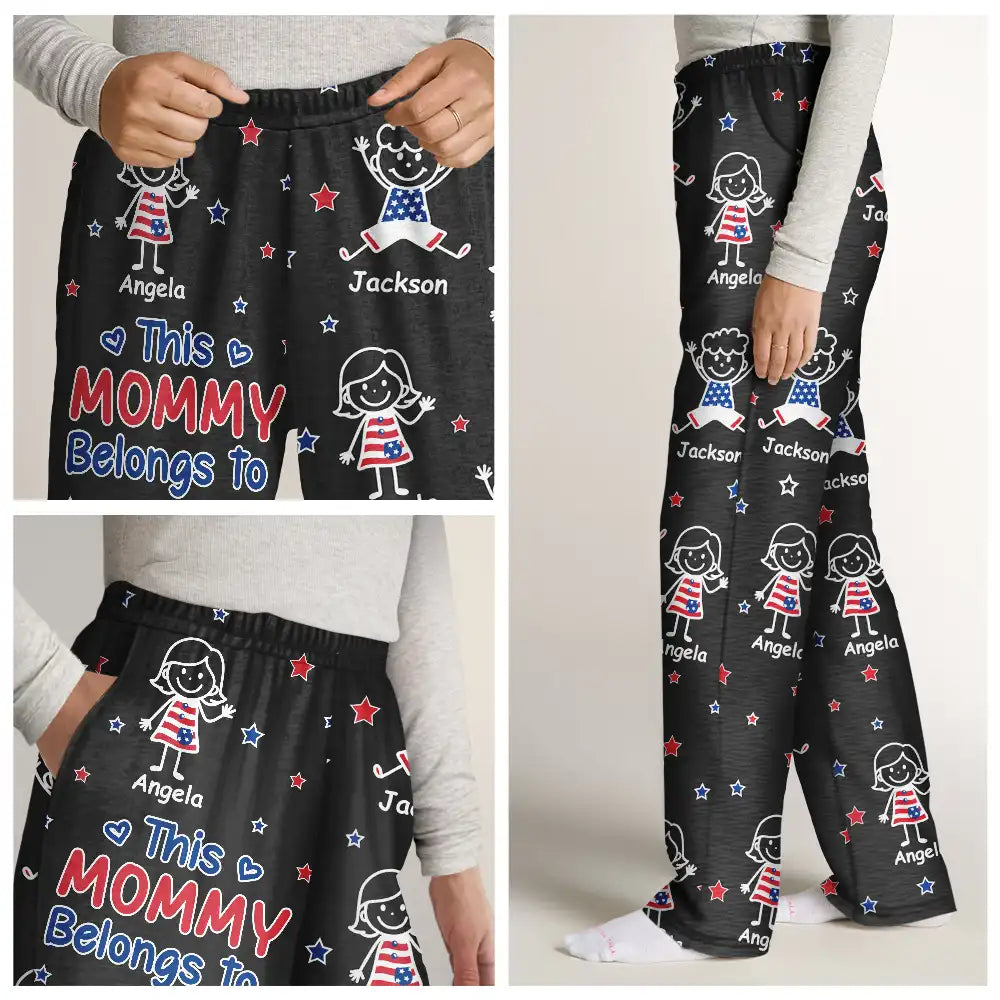 Gift For Grandpa,Gift For Husband,Gift For Wife,Gift For Mother,Gift For Father,Gift For Grandma,Funn - This Grandpa Dad Belongs To Kids Pet US Flag - Personalized Pajama Pants