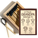 Grandpa,Grandkids,Dad,Sons,Gift For Grandpa,Gift For Father,Stick Figure - This Grandpa Dad Belongs To Kids Stick Figure - Personalized Wooden Matchbox