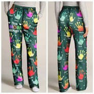 Gift For Grandpa, Gift For Father, Gift For Grandma, Gift For Mother, Happy - This Grandpa Daddy Belongs To Colorful Kid Handprints - Personalized Pajama Pants