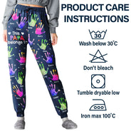 Gift For Grandpa, Gift For Father, Gift For Grandma, Gift For Mother, Happy - This Grandpa Daddy Belongs To Colorful Kid Handprints - Personalized Pajama Pants