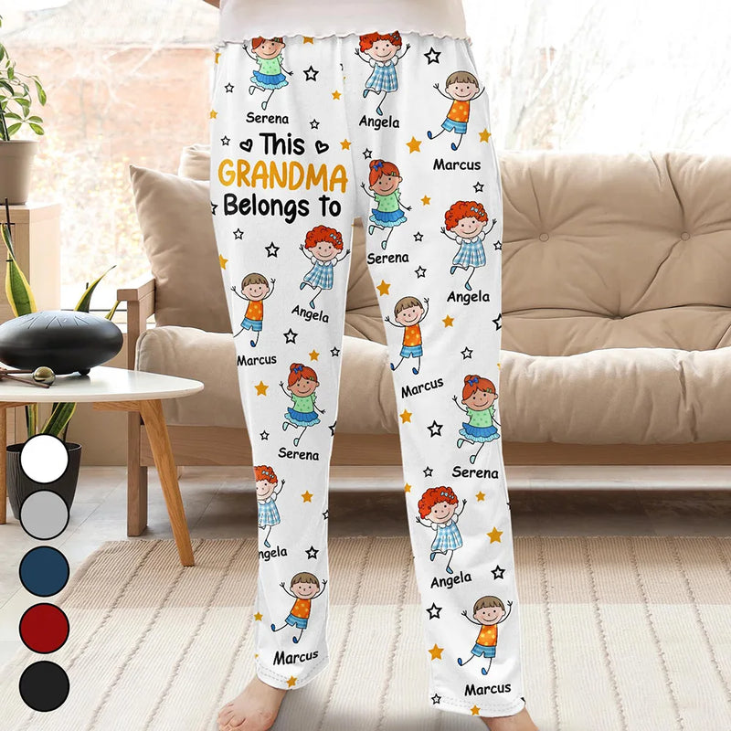 Gift For Grandpa,Gift For Grandma,Gift For Father,Gift For Mother,Happy - This Grandpa Daddy Belongs To Colorful Stick Figures - Personalized Pajama Pants
