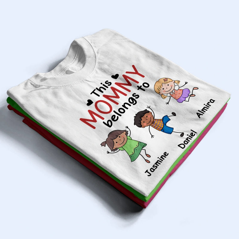 Gift For Grandpa,Gift For Grandma,Gift For Father,Gift For Mother,Happy - This Grandpa Daddy Belongs To Colorful Stick Figures - Personalized T Shirt