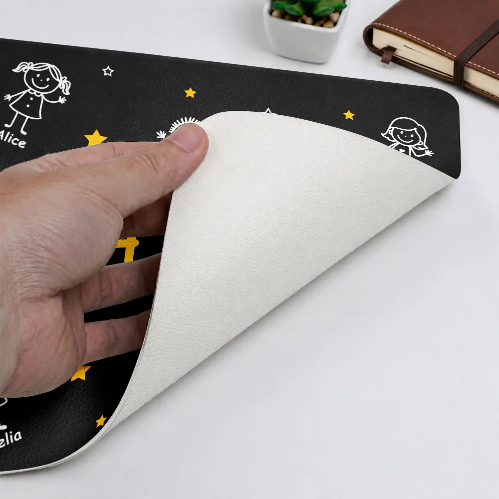 Gift For Husband,Gift For Men,Gift For Grandpa,Gift For Father,Icon,Adorable - This Grandpa Daddy Mommy Belongs To Kids Pet - Personalized Leather Desk Mat