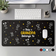 Gift For Husband,Gift For Men,Gift For Grandpa,Gift For Father,Icon,Adorable - This Grandpa Daddy Mommy Belongs To Kids Pet - Personalized Leather Desk Mat