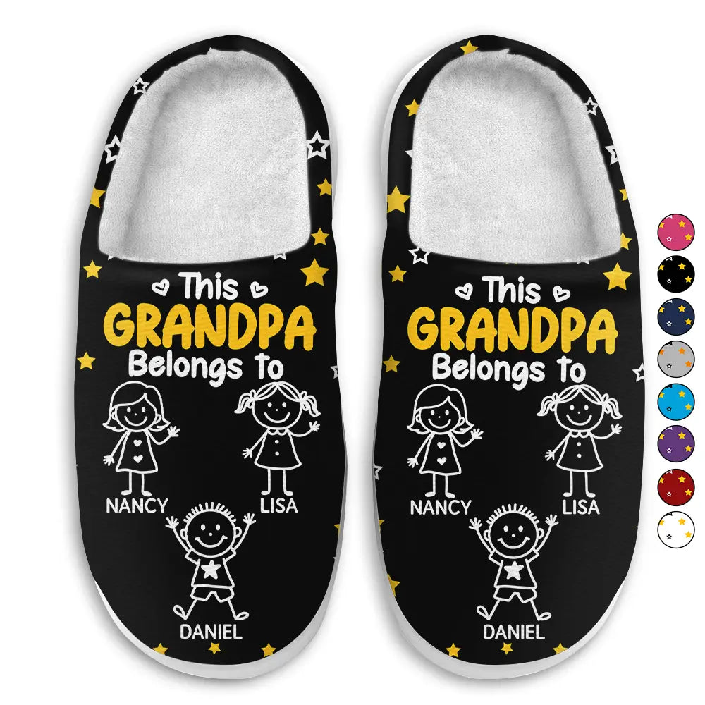 Gift For Grandpa, Gift For Grandma, Gift For Grandparents, Gift For Mother, Gift For Father, Christmas, Happy - This Grandpa Grandma Belongs To Kids Pet - Personalized Fluffy Slippers