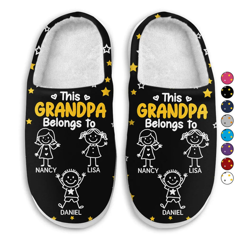 Gift For Grandpa, Gift For Grandma, Gift For Grandparents, Gift For Mother, Gift For Father, Christmas, Happy - This Grandpa Grandma Belongs To Kids Pet - Personalized Fluffy Slippers