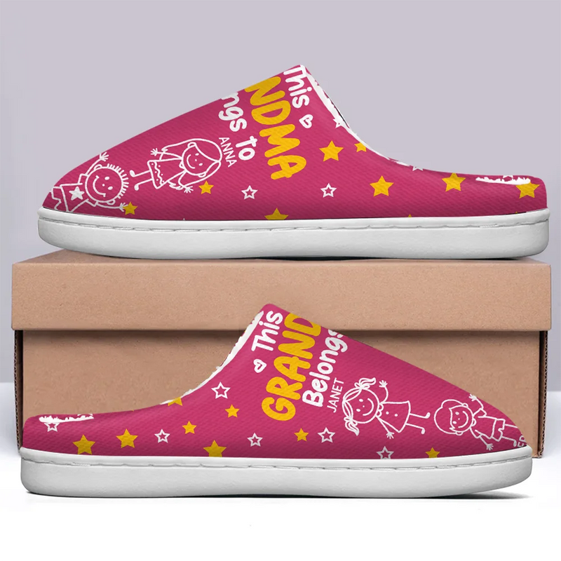 Gift For Grandpa, Gift For Grandma, Gift For Grandparents, Gift For Mother, Gift For Father, Christmas, Happy - This Grandpa Grandma Belongs To Kids Pet - Personalized Fluffy Slippers