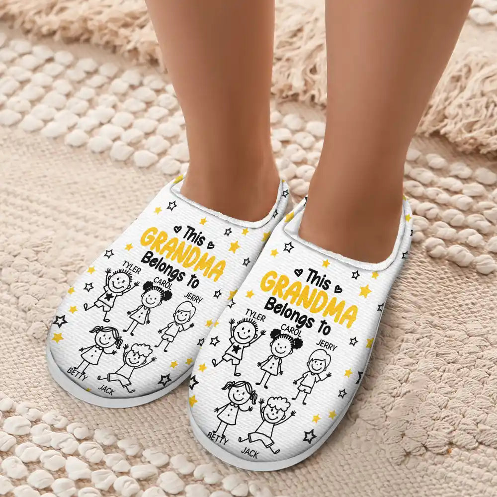 Gift For Grandpa, Gift For Grandma, Gift For Grandparents, Gift For Mother, Gift For Father, Christmas, Happy - This Grandpa Grandma Belongs To Kids Pet - Personalized Fluffy Slippers