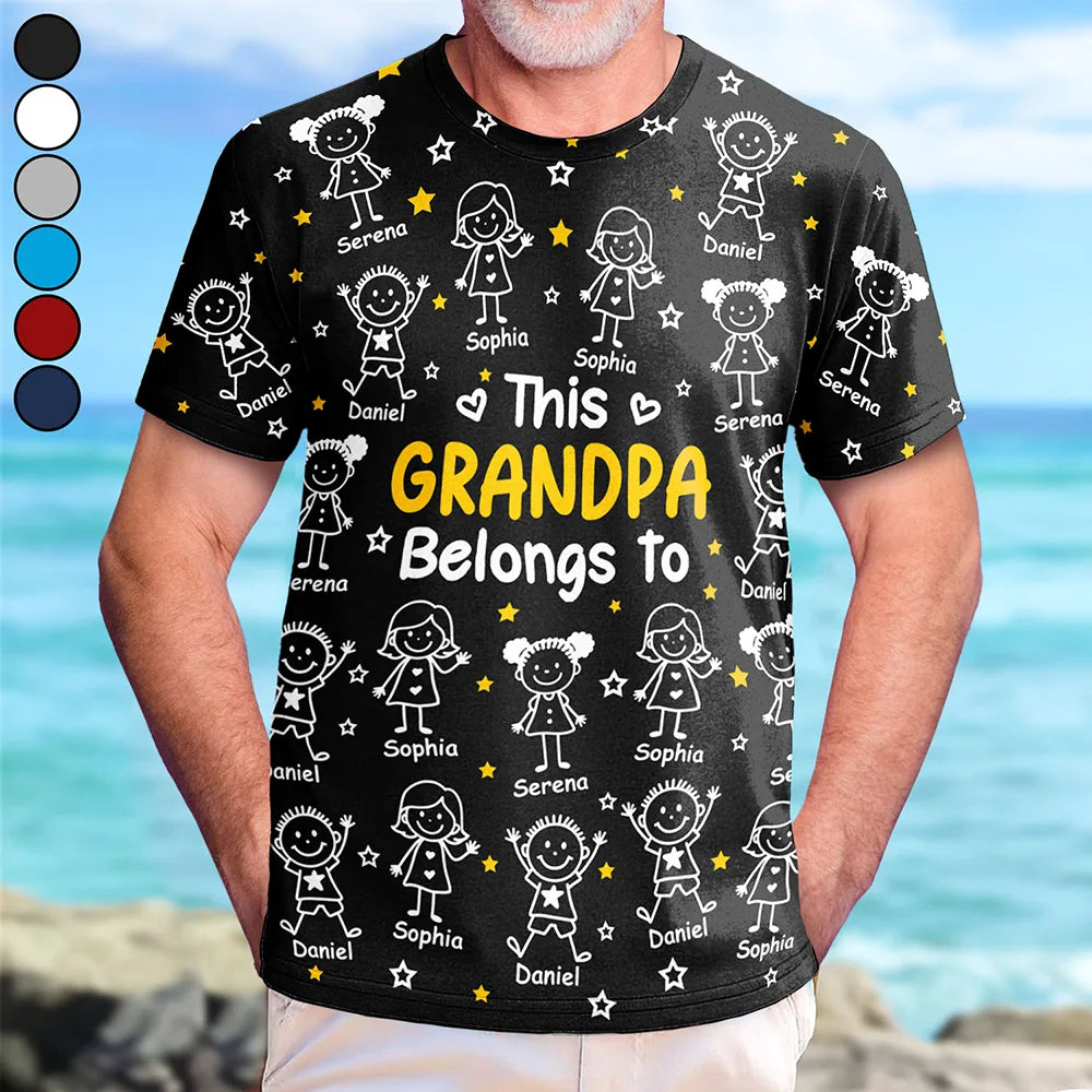 This Grandpa Grandma Belongs To Kids Pet - Personalized Full Print T Shirt