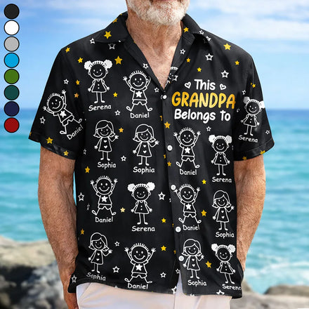 This Grandpa Grandma Belongs To Kids Pet - Personalized Hawaiian Shirt