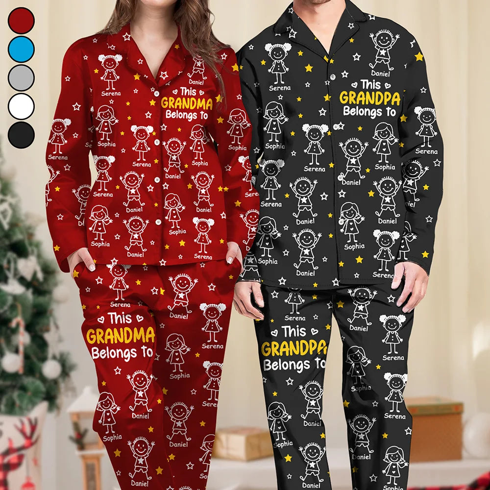 Gift For Grandparents, Gift For Grandpa, Gift For Grandma, Gift For Mother, Gift For Father, Happy, Christmas - This Grandpa Grandma Belongs To Kids Pet - Personalized Long Pajamas Set