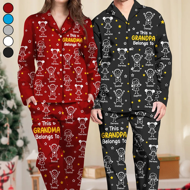 Gift For Grandparents, Gift For Grandpa, Gift For Grandma, Gift For Mother, Gift For Father, Happy, Christmas - This Grandpa Grandma Belongs To Kids Pet - Personalized Long Pajamas Set