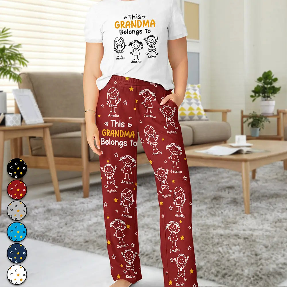 Gift For Grandparents,Gift For Grandpa,Gift For Grandma,Gift For Mother,Gift For Father,Happy,Christmas,Stick Figure - This Grandpa Grandma Belongs To Kids Pet - Personalized Loungewear Set