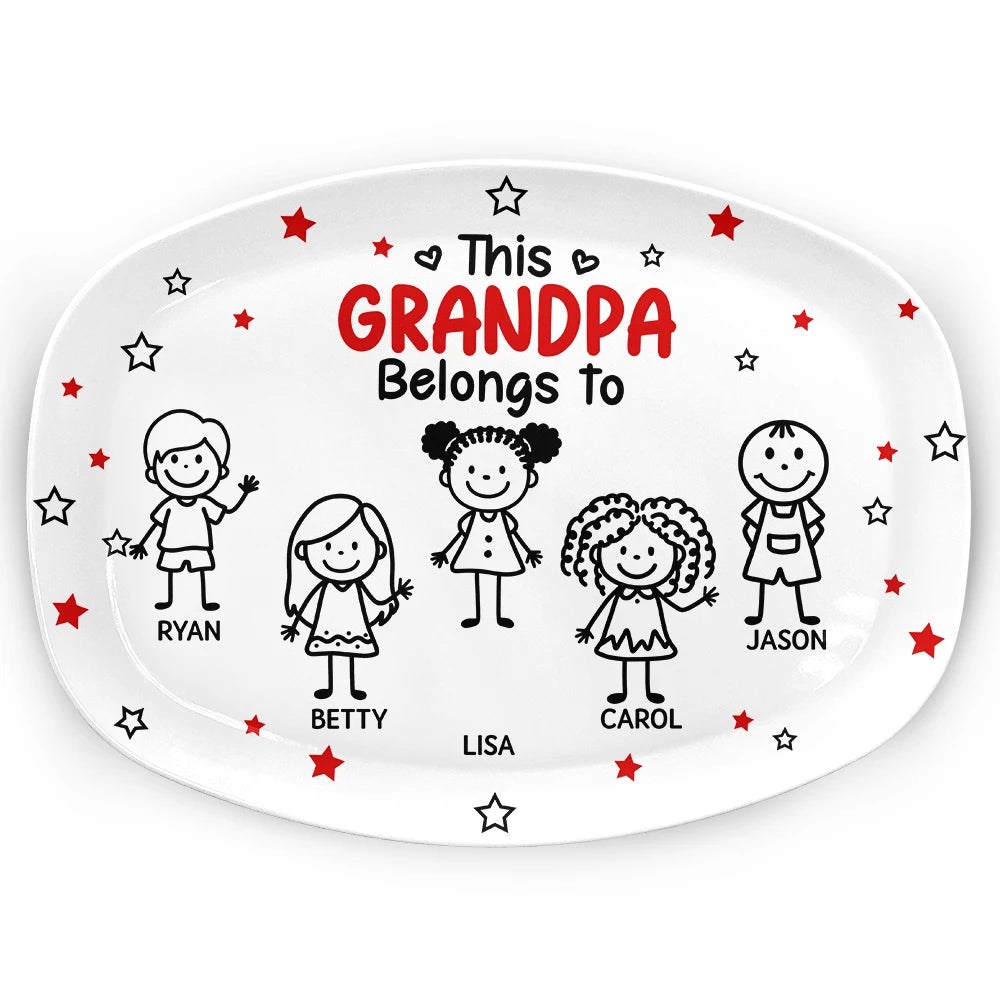 Gift For Grandpa,Gift For Grandma,Gift For Grandparents,Gift For Mother,Gift For Father,Christmas,Happy - This Grandpa Grandma Belongs To Kids Pet - Personalized Plate