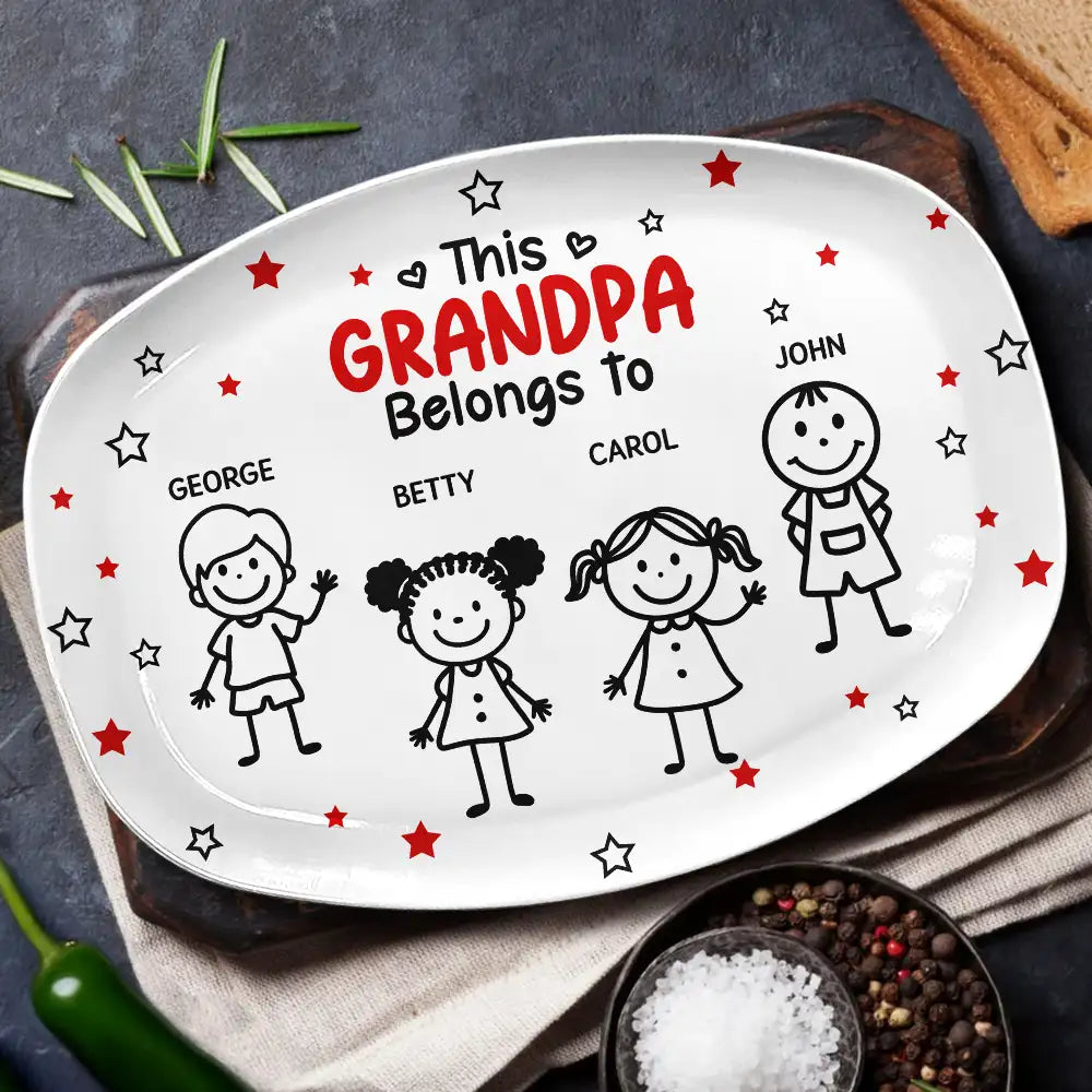 Gift For Grandpa,Gift For Grandma,Gift For Grandparents,Gift For Mother,Gift For Father,Christmas,Happy - This Grandpa Grandma Belongs To Kids Pet - Personalized Plate